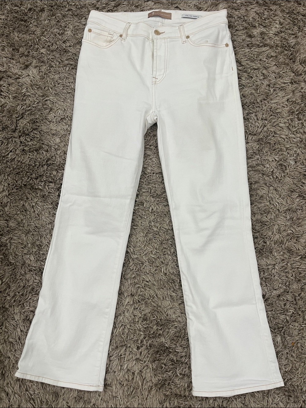 7 For All Mankind White Wide-Leg Jeans